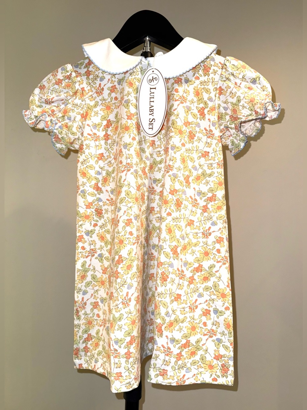 Lullaby Set “Hearthside Floral” Legacy Dress, Peter Pan collar, size 5, NWT